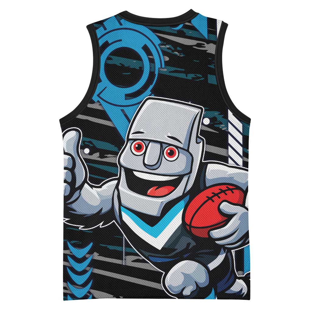 Port Adelaide Power Basketball Jersey Mascot Cartoon Football Illustration Style