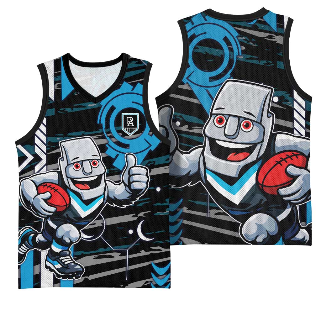 Port Adelaide Power Basketball Jersey Mascot Cartoon Football Illustration Style
