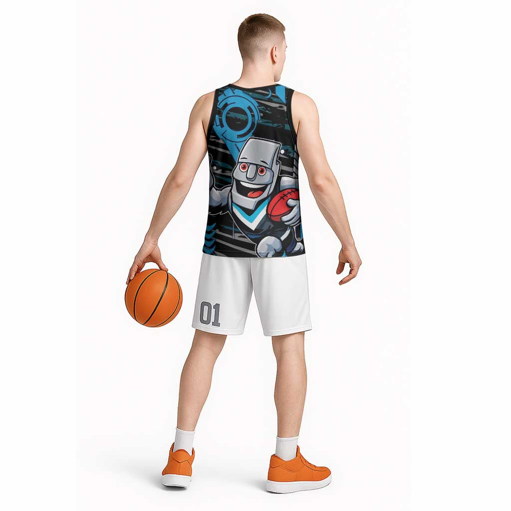 Port Adelaide Power Basketball Jersey Mascot Cartoon Football Illustration Style