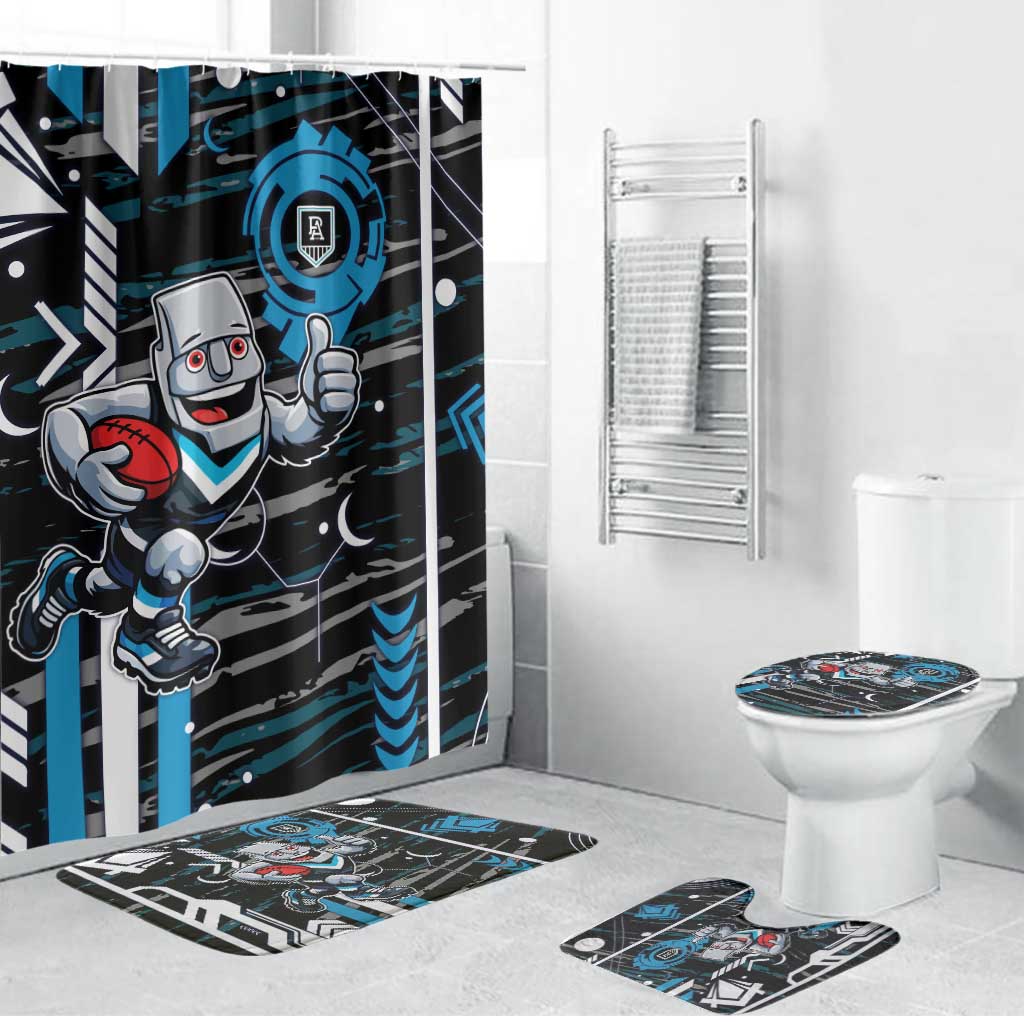 Port Adelaide Power Bathroom Set Mascot Cartoon Football Illustration Style