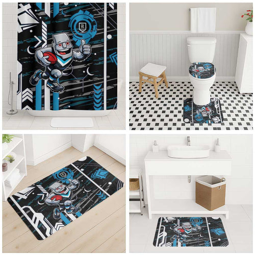 Port Adelaide Power Bathroom Set Mascot Cartoon Football Illustration Style