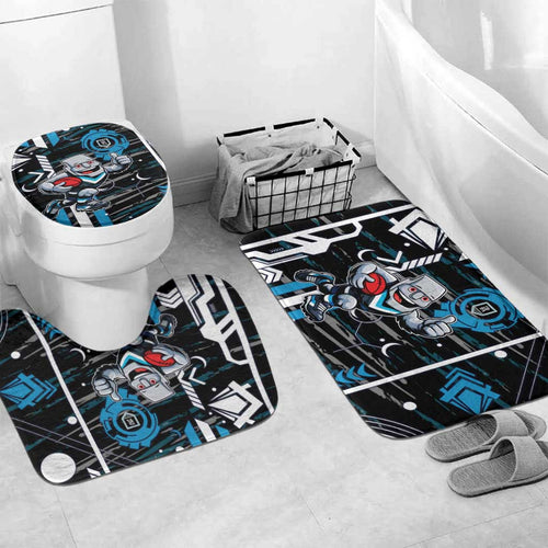 Port Adelaide Power Bathroom Set Mascot Cartoon Football Illustration Style