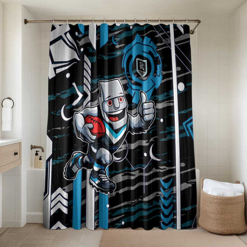 Port Adelaide Power Bathroom Set Mascot Cartoon Football Illustration Style