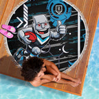 Port Adelaide Power Beach Blanket Mascot Cartoon Football Illustration Style