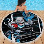 Port Adelaide Power Beach Blanket Mascot Cartoon Football Illustration Style