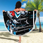 Port Adelaide Power Beach Blanket Mascot Cartoon Football Illustration Style