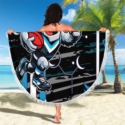 Port Adelaide Power Beach Blanket Mascot Cartoon Football Illustration Style