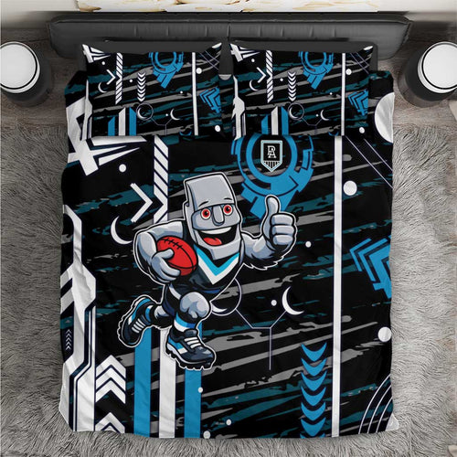 Port Adelaide Power Bedding Set Mascot Cartoon Football Illustration Style