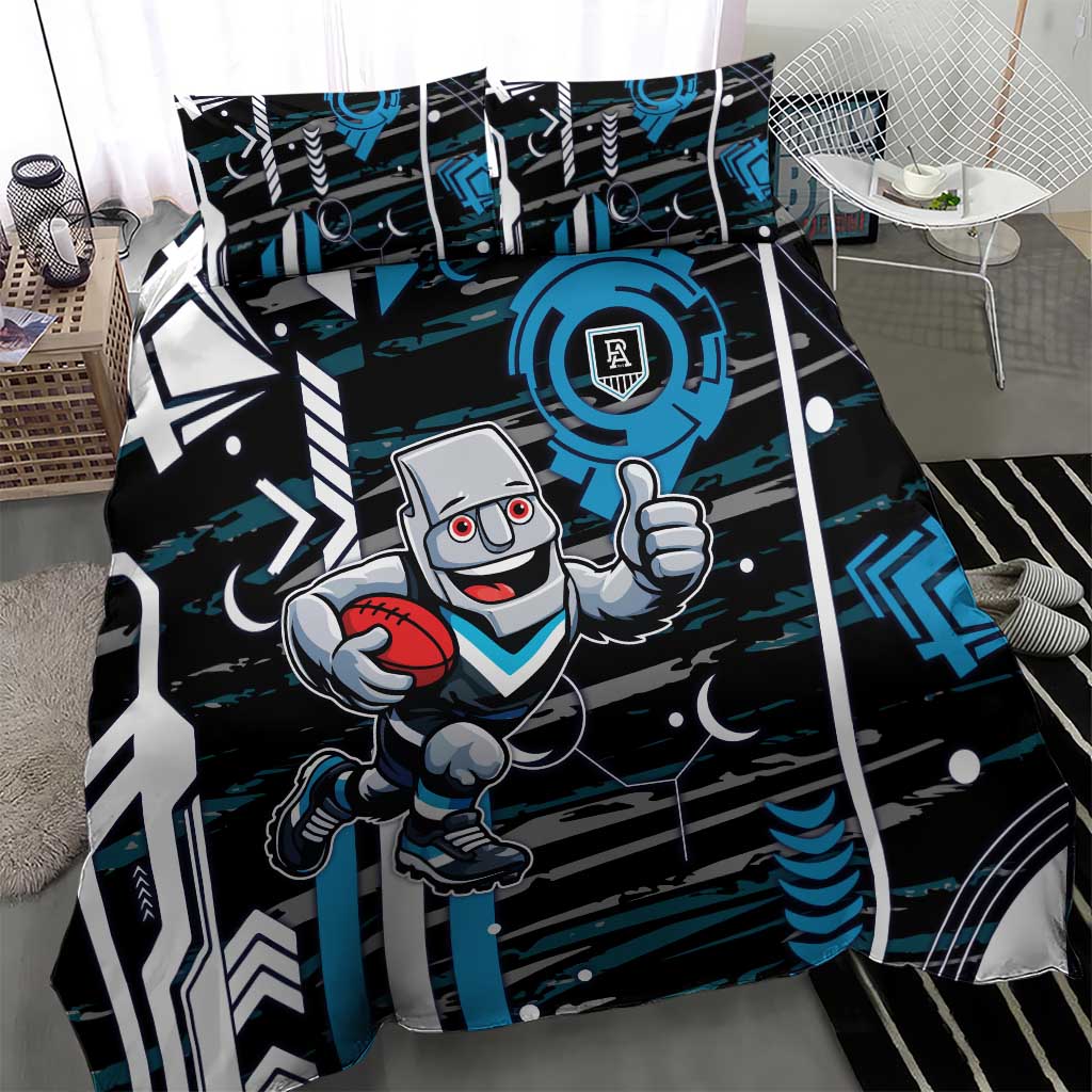 Port Adelaide Power Bedding Set Mascot Cartoon Football Illustration Style