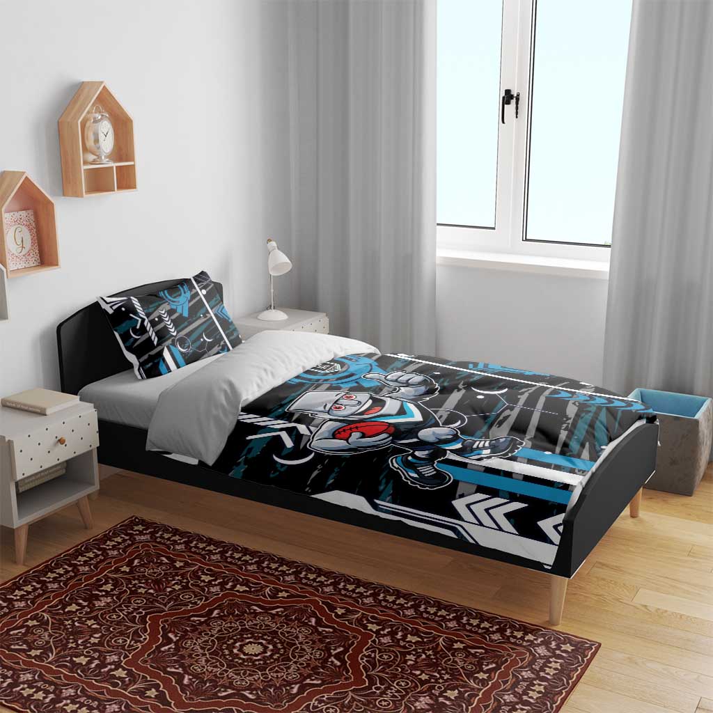 Port Adelaide Power Bedding Set Mascot Cartoon Football Illustration Style