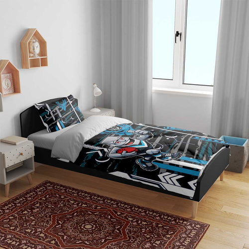 Port Adelaide Power Bedding Set Mascot Cartoon Football Illustration Style