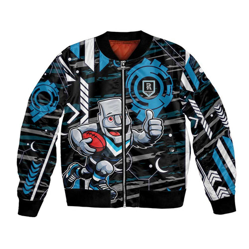 Port Adelaide Power Bomber Jacket Mascot Cartoon Football Illustration Style