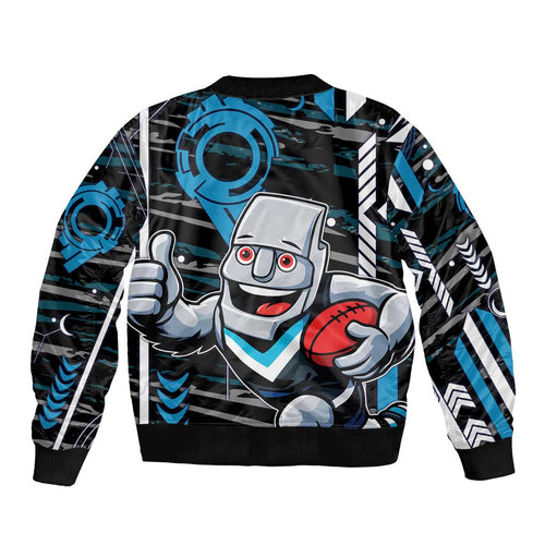 Port Adelaide Power Bomber Jacket Mascot Cartoon Football Illustration Style