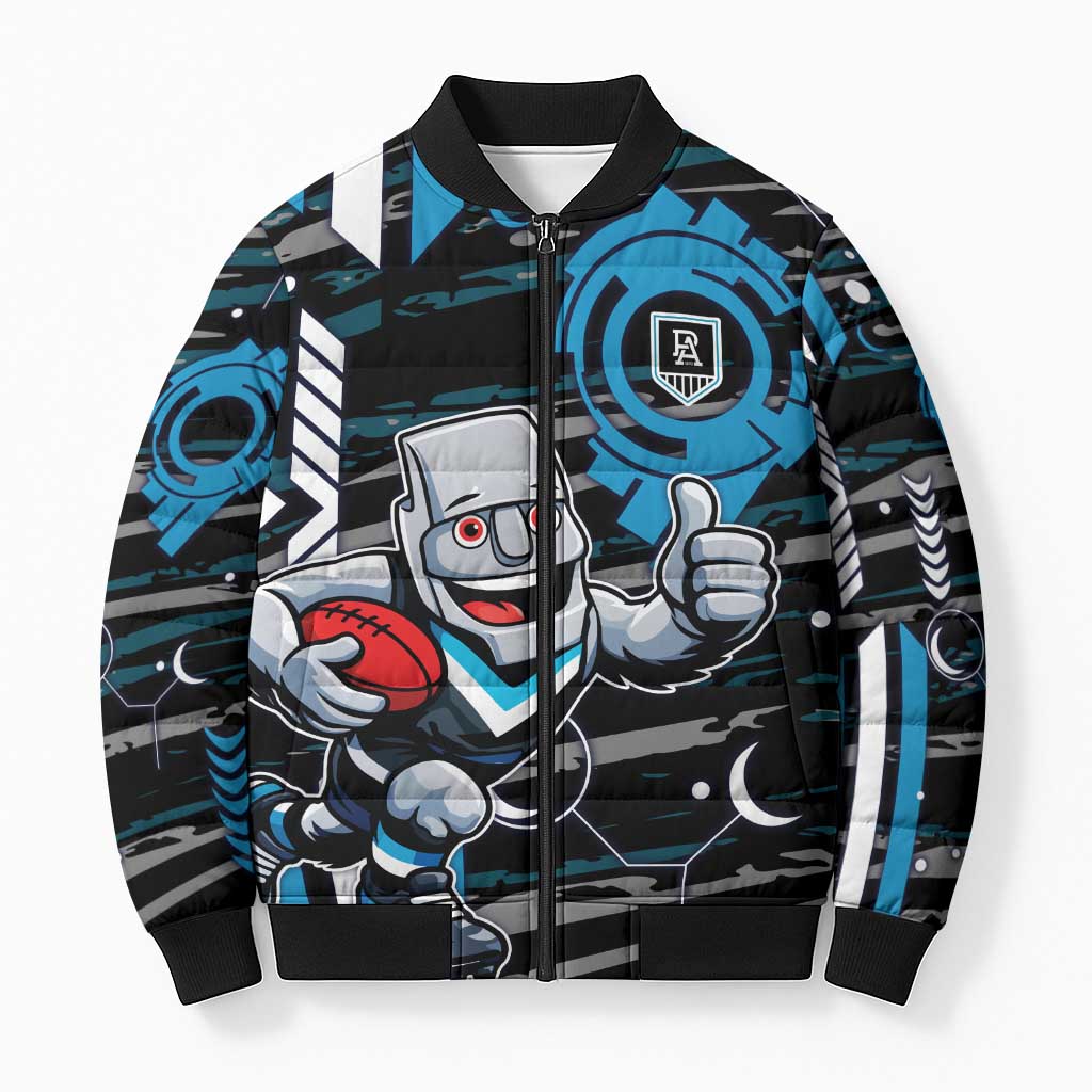 Port Adelaide Power Bomber Puffer Jacket Mascot Cartoon Football Illustration Style