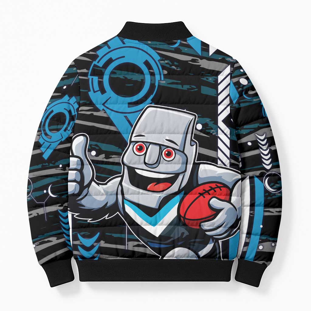 Port Adelaide Power Bomber Puffer Jacket Mascot Cartoon Football Illustration Style