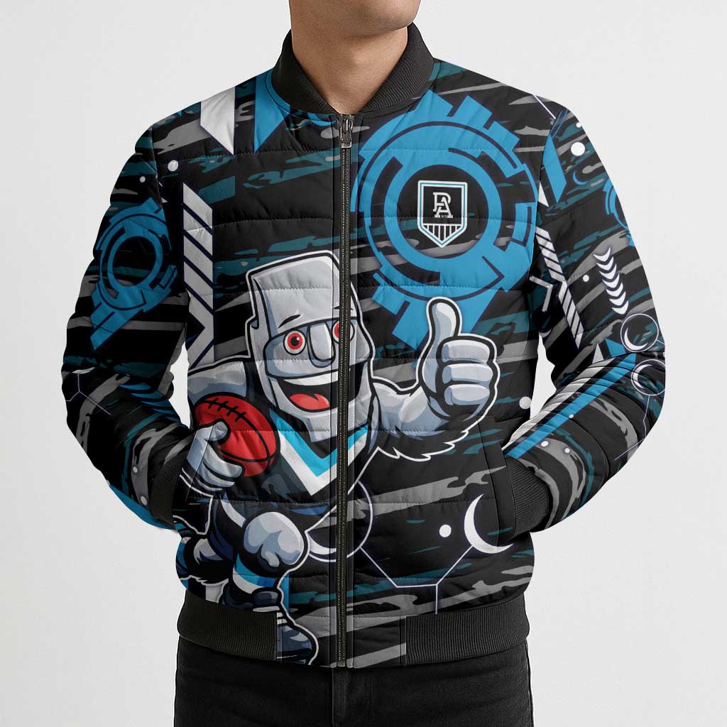 Port Adelaide Power Bomber Puffer Jacket Mascot Cartoon Football Illustration Style