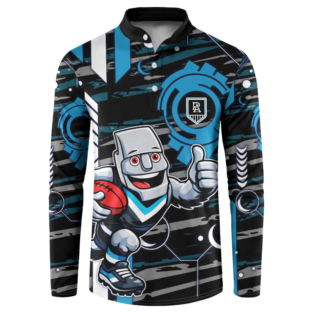 Port Adelaide Power Button Sweatshirt Mascot Cartoon Football Illustration Style
