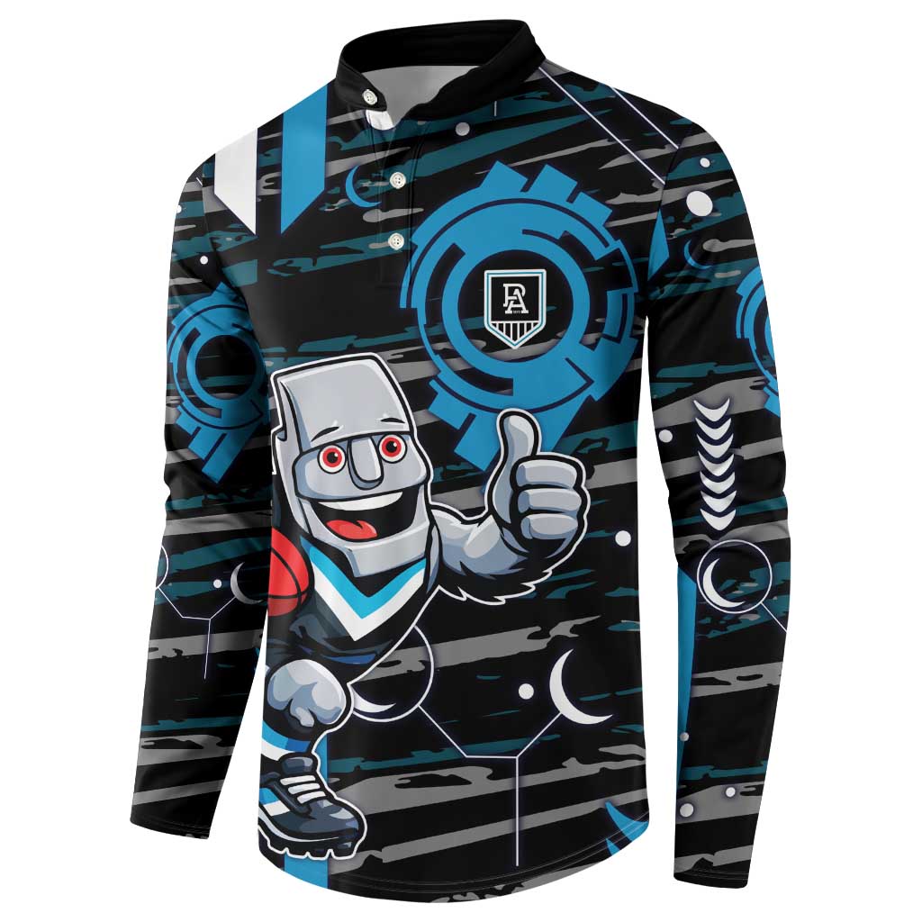 Port Adelaide Power Button Sweatshirt Mascot Cartoon Football Illustration Style
