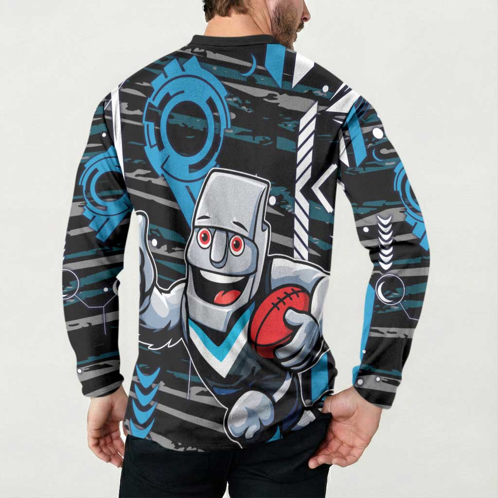 Port Adelaide Power Button Sweatshirt Mascot Cartoon Football Illustration Style