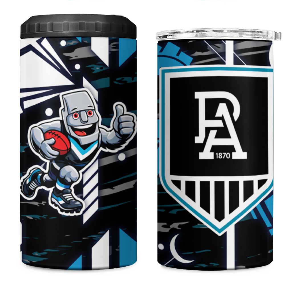 Port Adelaide Power 4 in 1 Can Cooler Tumbler Mascot Cartoon Football Illustration Style