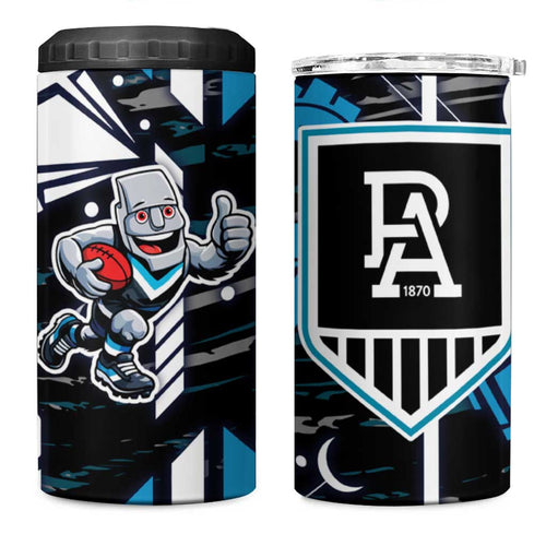 Port Adelaide Power 4 in 1 Can Cooler Tumbler Mascot Cartoon Football Illustration Style