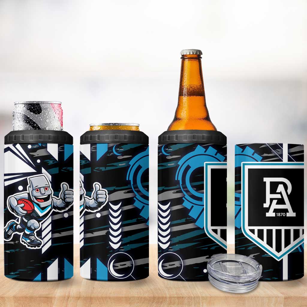 Port Adelaide Power 4 in 1 Can Cooler Tumbler Mascot Cartoon Football Illustration Style