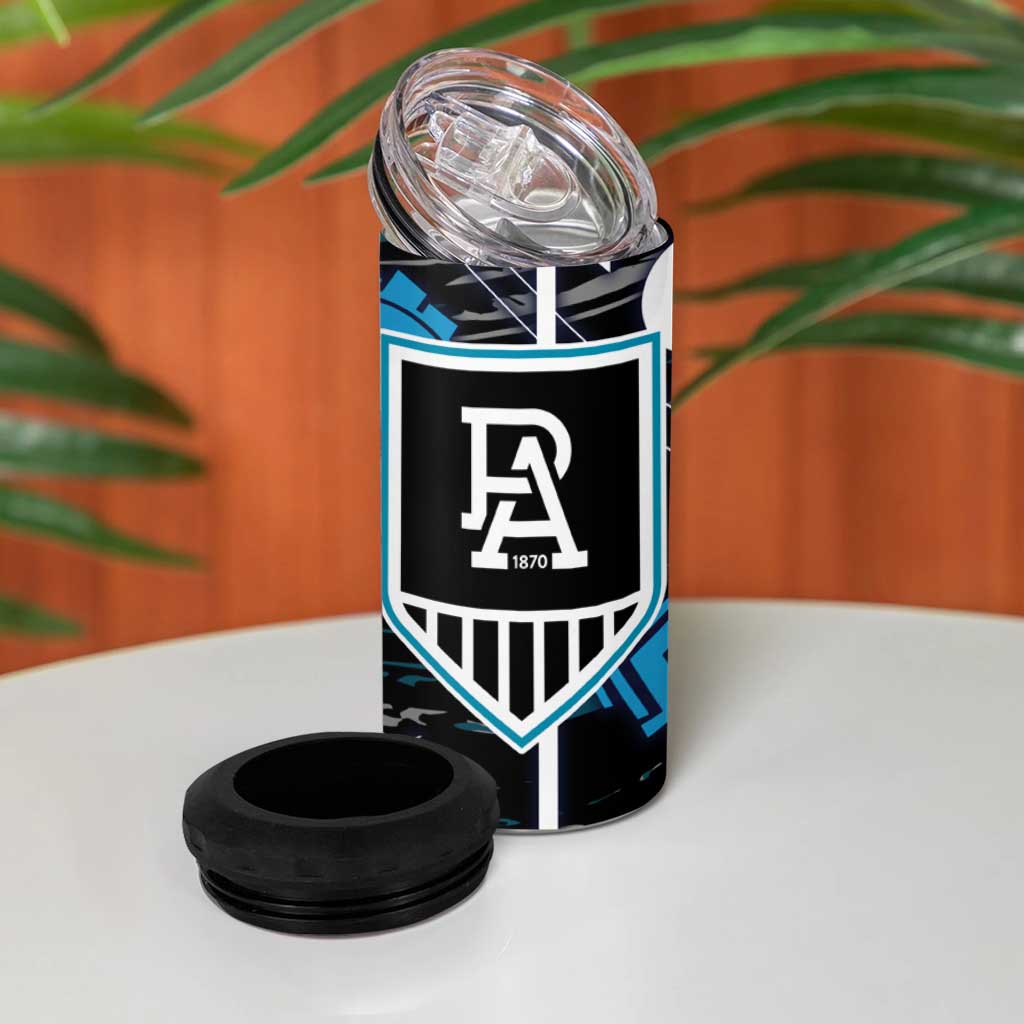 Port Adelaide Power 4 in 1 Can Cooler Tumbler Mascot Cartoon Football Illustration Style