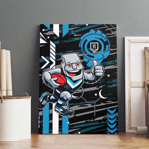 Port Adelaide Power Canvas Wall Art Mascot Cartoon Football Illustration Style