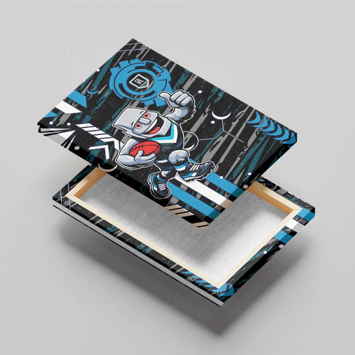 Port Adelaide Power Canvas Wall Art Mascot Cartoon Football Illustration Style