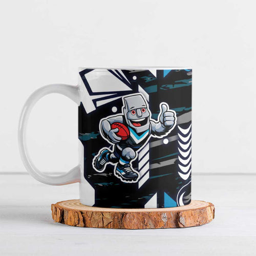 Port Adelaide Power Ceramic Mug Mascot Cartoon Football Illustration Style