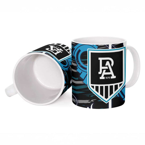 Port Adelaide Power Ceramic Mug Mascot Cartoon Football Illustration Style