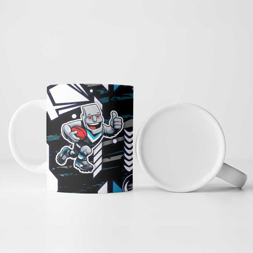 Port Adelaide Power Ceramic Mug Mascot Cartoon Football Illustration Style