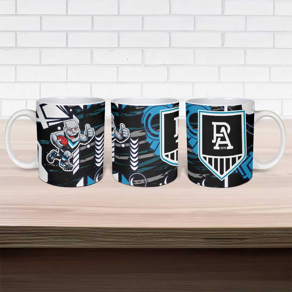 Port Adelaide Power Ceramic Mug Mascot Cartoon Football Illustration Style