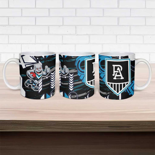 Port Adelaide Power Ceramic Mug Mascot Cartoon Football Illustration Style