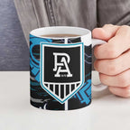 Port Adelaide Power Ceramic Mug Mascot Cartoon Football Illustration Style