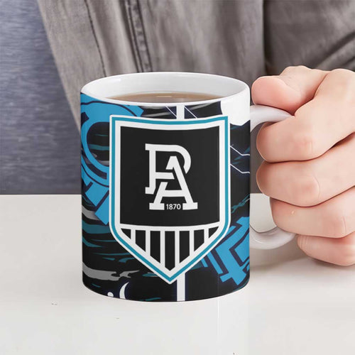 Port Adelaide Power Ceramic Mug Mascot Cartoon Football Illustration Style