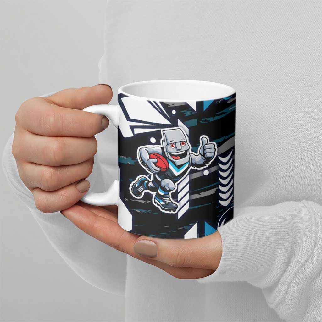 Port Adelaide Power Ceramic Mug Mascot Cartoon Football Illustration Style