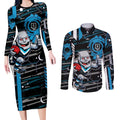 Port Adelaide Power Couples Matching Long Sleeve Bodycon Dress and Long Sleeve Button Shirt Mascot Cartoon Football Illustration Style