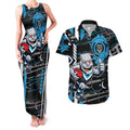 Port Adelaide Power Couples Matching Tank Maxi Dress and Hawaiian Shirt Mascot Cartoon Football Illustration Style