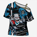 Port Adelaide Power Cross Shoulder Shirt Mascot Cartoon Football Illustration Style