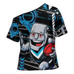 Port Adelaide Power Cross Shoulder Shirt Mascot Cartoon Football Illustration Style
