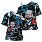Port Adelaide Power Cross Shoulder Shirt Mascot Cartoon Football Illustration Style