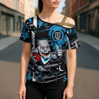 Port Adelaide Power Cross Shoulder Shirt Mascot Cartoon Football Illustration Style