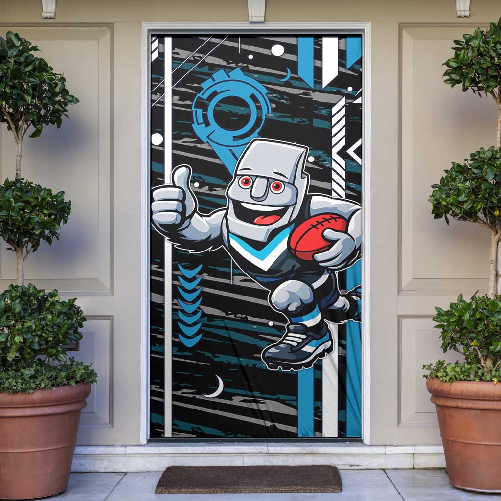 Port Adelaide Power Door Cover Mascot Cartoon Football Illustration Style