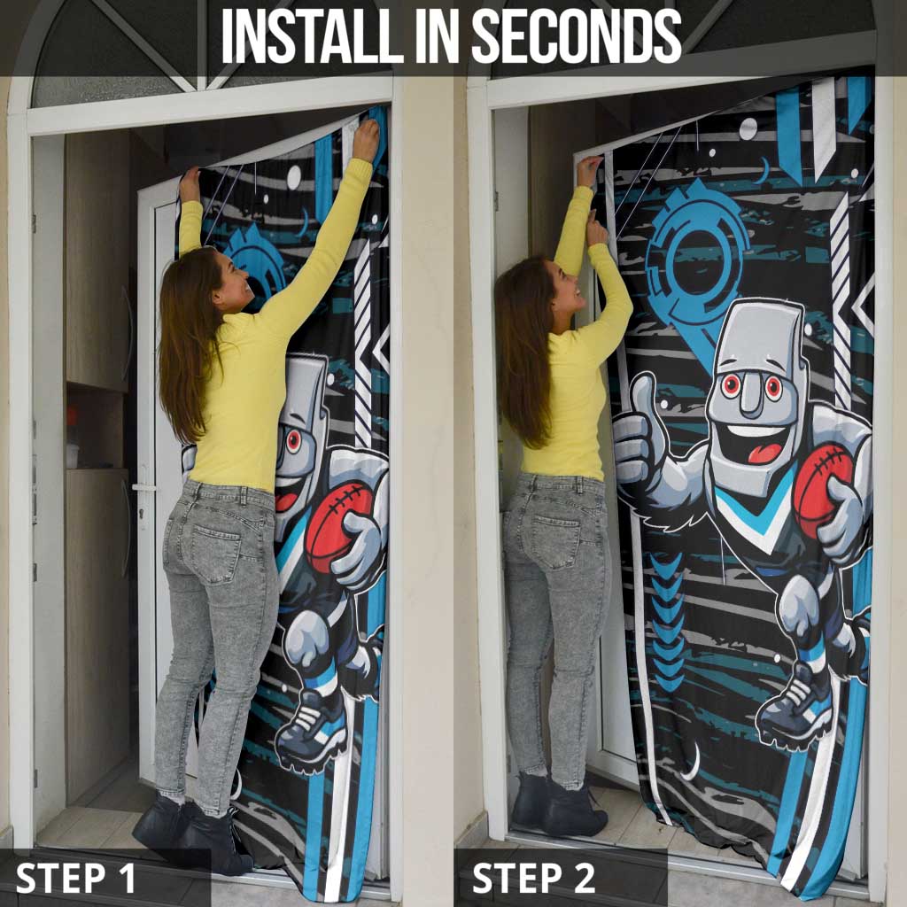 Port Adelaide Power Door Cover Mascot Cartoon Football Illustration Style