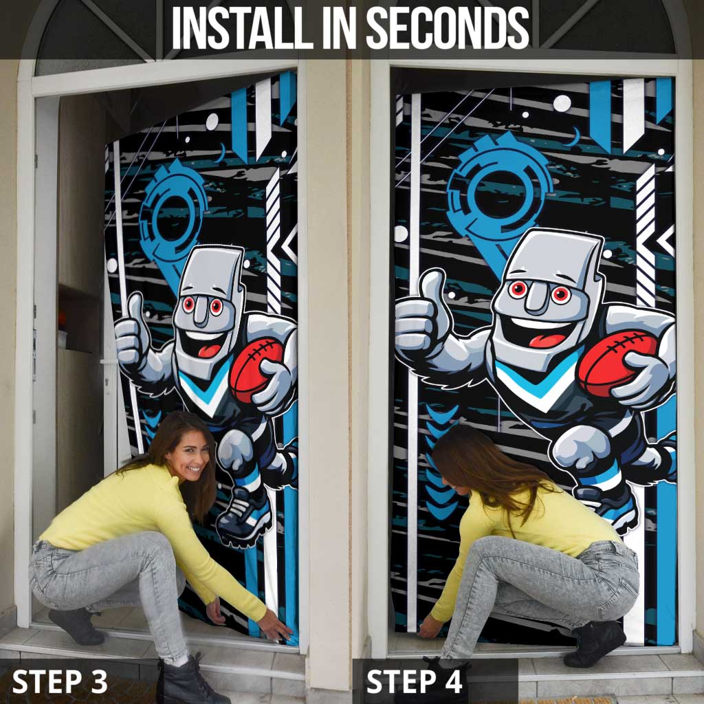 Port Adelaide Power Door Cover Mascot Cartoon Football Illustration Style