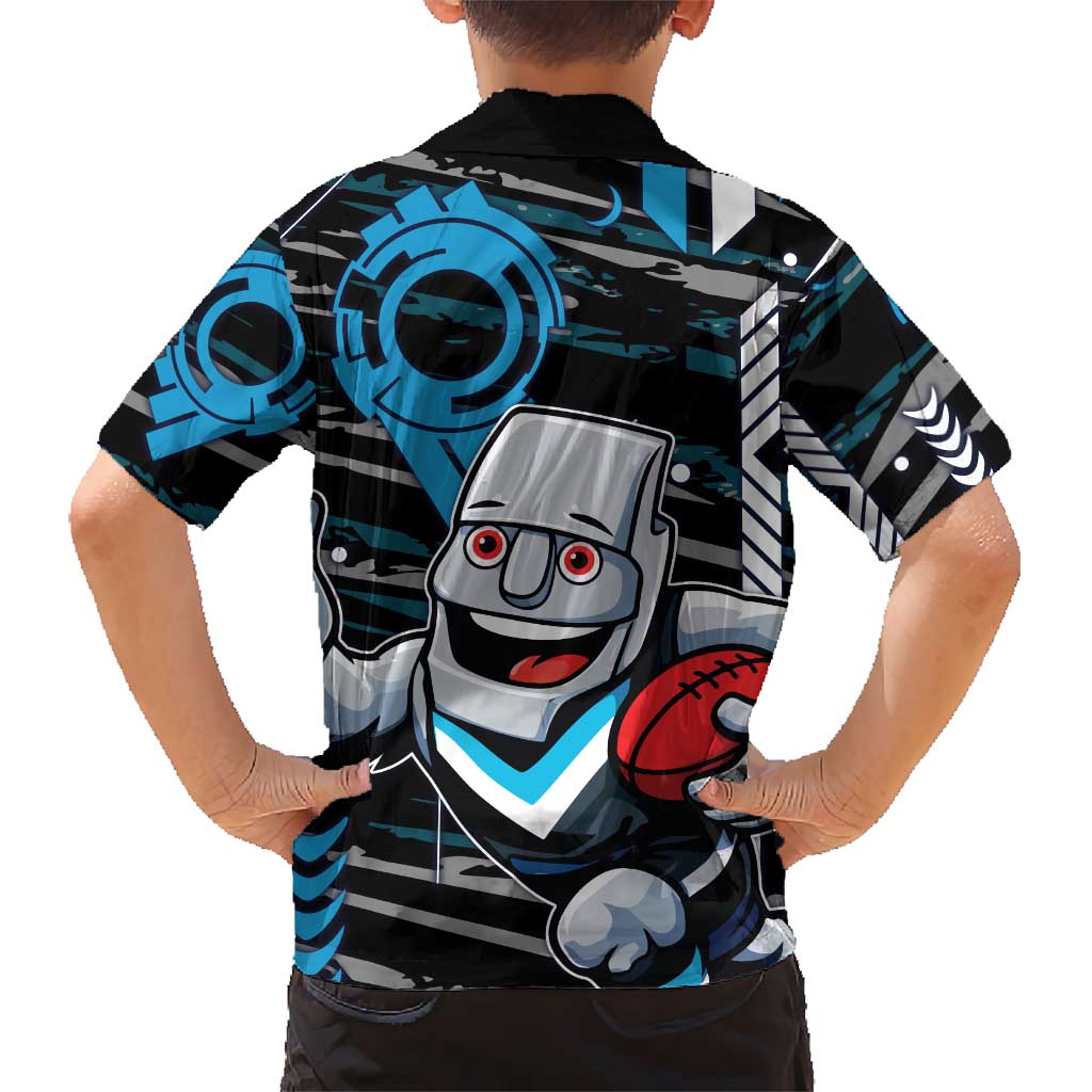 Port Adelaide Power Family Matching Mermaid Dress and Hawaiian Shirt Mascot Cartoon Football Illustration Style