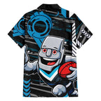 Port Adelaide Power Family Matching Summer Maxi Dress and Hawaiian Shirt Mascot Cartoon Football Illustration Style