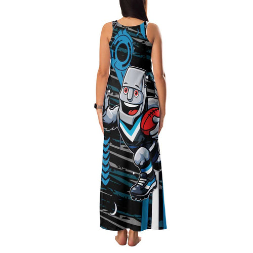 Port Adelaide Power Family Matching Tank Maxi Dress and Hawaiian Shirt Mascot Cartoon Football Illustration Style