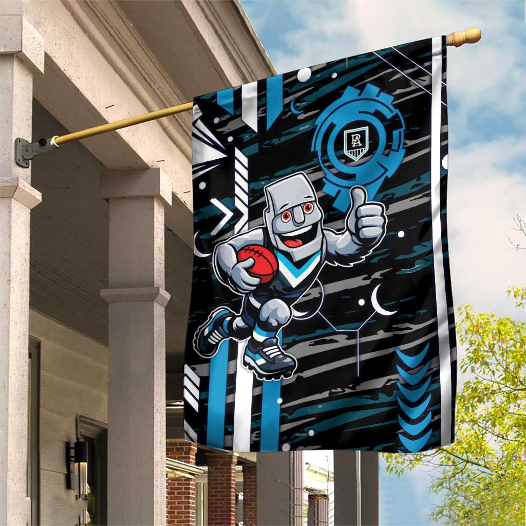 Port Adelaide Power Garden Flag Mascot Cartoon Football Illustration Style